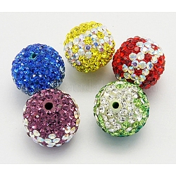 Österreichischen Kristall-Perlen, Pflasterkugelperlen, mit Fimo im Inneren, Runde, Mischfarbe, 001 ab_crystal aurore boreale, Größe: ca. 12mm Durchmesser, Bohrung: 1.5 mm