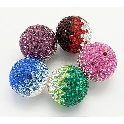Austrian Crystal Beads, Pave Ball Beads, with Polymer Clay inside, Round, Mixed Color, Size: about 16mm in diameter, hole: 1.5mm