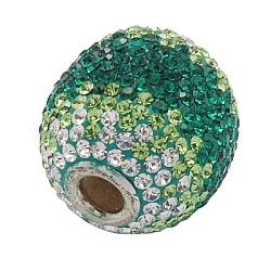 Austrian Crystal European Beads, Large Hole Beads, with 925 Sterling Silver Core, Tubbish, 205_Emerald, Size: about 22mm wide, 23mm long, hole: 5mm