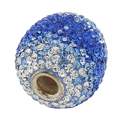Österreichische Kristall europäischen Perlen, Großloch perlen, 925 mit Sterlingsilberkern, tubbish, 206 _sapphire, Größe: ca. 22 mm breit, 23 mm lang, Bohrung: 5 mm