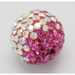 Perlien cristallo austriaco, spianare le sfere della sfera, con argilla polimerica all'interno, tondo, 101 _crystal + ab & 209 _rose, 12mm