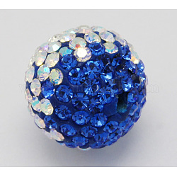 Austrian Crystal Beads, Pave Ball Beads, with Polymer Clay inside, Round, 101_Crystal+AB & 206_Sapphire, 12mm