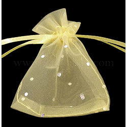 Organza Gift Bags, with Drawstring and Sparkling Dots, Medium Purple, 12x10cm