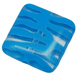 Transparent Acrylic Beads, Square, Deep Sky Blue, Size: about 20mm long, 20mm wide, 6mm thick, hole: 2mm, about 240pcs/500g