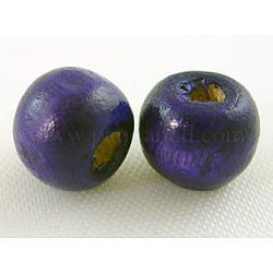 Perles en bois teintées, ronde, bien pour faire des cadeaux pour la fête des enfants, sans plomb, violet, environ 6~7 mm de large, hauteur de 5~6 mm , Trou: 1.5mm, environ 14600 pcs/1000 g