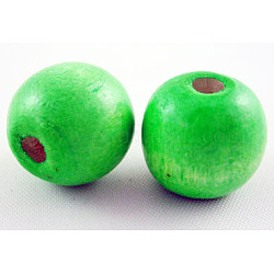 Wood Beads, Dyed, Round, Lead Free, Green, 14x13mm, Hole: 4mm, about 1200pcs/1000g