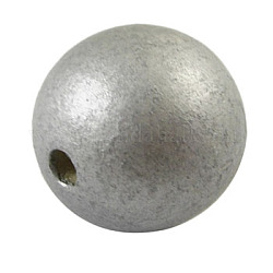 Des perles en bois naturel, perles macramé grand trou, sans plomb, teinte, ronde, couleur d'argent, 24~25mm, Trou: 5mm