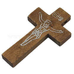 Wood Beads, Cross, BurlyWood, 42mm long, 23mm wide, 5mm thick, hole: 2mm
