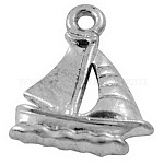 Tibetan Style Alloy Pendants, Sailing Boat, Lead Free and Cadmium Free, Antique Silver, 19x16x3mm, Hole: 2mm, about 600pcs/1000g
