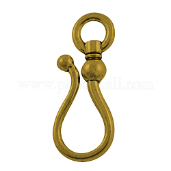 Tibetan Style Hook Clasps, Lead Free , Antique Golden, 37x15x6mm, Hole: 6mm