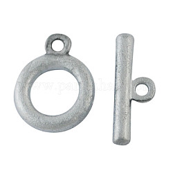 Tibetan Style Alloy Toggle Clasps, Lead Free and Cadmium Free, Antique Silver Color, Size: Ring: about 14mm in diameter, 3mm thick, bar: 20mm long, hole: 2mm