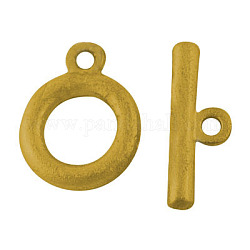 Tibetan Style Alloy Toggle Clasps, Lead Free and Cadmium Free, Golden Color, Size: Ring: about 14mm in diameter, 3mm thick, bar: 20mm long, hole: 2mm