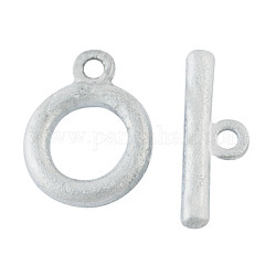 Tibetan Style Alloy Toggle Clasps, Lead Free & Cadmium Free & Nickel Free, Silver Color, Size: Ring: about 14mm in diameter, 3mm thick, Bar: 20mm long, hole: 2mm
