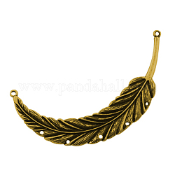 Tibetan Style Chandelier Components, Leaf, Lead Free, Antique Golden, 90x30x2mm, Hole: 2mm