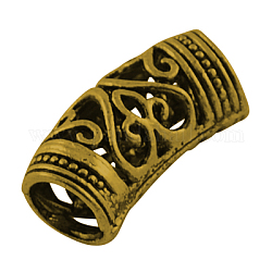 Tibetan Style Alloy Tube Beads, Hollow, Curved,  Nickel Free & Lead Free, Antique Golden, 22x10mm