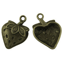 Tibetan Style Alloy Metal Strawberry Pendants, Antique Bronze, Lead Free & Cadmium Free, 20x15x4mm, Hole: 1mm