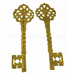 Schlüssel tibetischer Stil Anhänger Fassungen für Strasssteine, Bleifrei und cadmium frei, Antik Golden Farbe, 68x20.5x3 mm, Bohrung: 1 mm