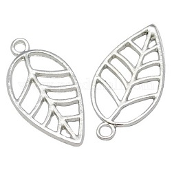 Tibetan Style Alloy Pendants, Lead Free & Nickel Free & Cadmium Free, Leaf, Antique Silver Color, 23x12x1mm, Hole: 1mm