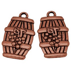 Tibetan Style Alloy Pendants, Lead Free and Cadmium Free, Drum, Red Copper Color, 26x15x4mm, Hole: 1.5mm