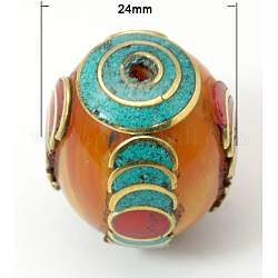 Beeswax Beads, Tibetan Style, Golden, 28x24mm, Hole: 2mm