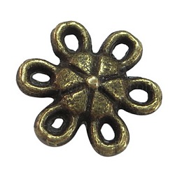 Tibetan Style Links, Flower, Lead Free and Cadmium Free, Antique Bronze, 9x9x3mm, Hole: 1mm