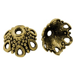 Тибетского стиля колпачков, античное золото , 7x12 мм, отверстие : 1.5 мм, внутренний диаметр: 11 мм, Около 830 шт / 1000 г, без свинца и без кадмия