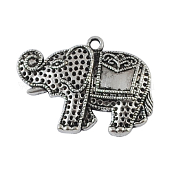 Tibetan Style Pendants, Lead Free , Elephant, Antique Silver, 45x32x4mm, Hole: 3mm