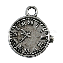 Pendente in lega stile tibetano, cadmio & nichel &piombo libero, orologio, argento antico, 20x16x1mm, Foro: 1 mm