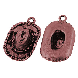 Tibetan Style Alloy Pendants, Cadmium Free & Lead Free, Cowboy Hat, Red Copper Color, 22x14x5mm, Hole: 1.5mm