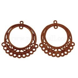 Tibetan Style Links, Cadmium Free & Nickel Free & Lead Free, Flat Round, Red Copper Color, Size: about 38mm long, 35mm wide, 2mm thick, hole: 2mm