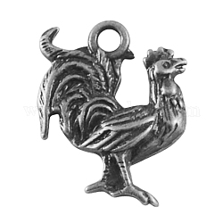 Tibetan Style Pendants, Lead Free, Rooster, Antique Silver, 20x18x4mm, Hole: 3mm