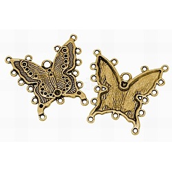 Tibetan Style Chandelier Components Connectors, Lead Free & Cadmium Free & Nickel Free, Butterfly, Antique Golden, Size: about 40mm long, 39mm wide, 3mm thick, hole: 3mm