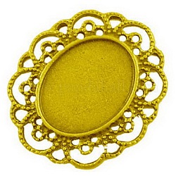 Tibetischen Stil Cabochon-Fassung, Oval, Antik Golden, Bleifrei, Nickel-und cadmium frei, 42x34.5x3.5 mm, Bohrung: 1 mm, Fach: 24x17.5 mm, ca. 120 Stk. / 1000 g
