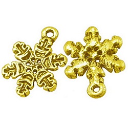 Tibetan Style Alloy Pendants, Lead Free and Cadmium Free, Antique Golden, Snowflake, Christmas, 22x16x2mm, Hole: 1.5mm, about 670pcs/1000g