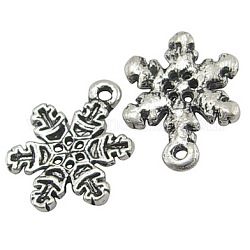 Tibetan Style Alloy Pendants, Lead Free, Nickel Free and Cadmium Free, Antique Silver, Snowflake, Christmas, 22x16x2mm, Hole: 1.5mm, about 670pcs/1000g