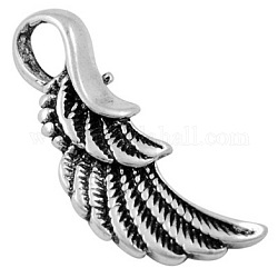 Tibetan Style Pendants, Alloy, Lead Free and Cadmium Free, Wing, Antique Silver Color, Size: about 32mm long, 11mm wide, 3mm thick, hole: 7x4mm, 450pcs/1000g