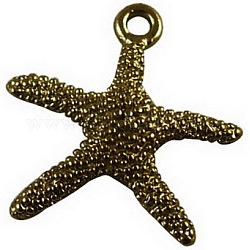 Tibetan Style Alloy Pendants, Cadmium Free & Nickel Free & Lead Free, Starfish/Sea Stars, Antique Bronze, 19.5x19x2mm, hole: 2mm.