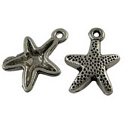Tibetan Style Alloy Pendants, Starfish/Sea Stars, Cadmium Free & Nickel Free & Lead Free, Antique Silver, 16x12mm, Hole: 1mm, about 841pcs/647g