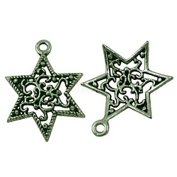 Подвески тибетского стиля, без свинца и без кадмия, для евреев, звезда Давида, античная бронза, 24x18x3 мм, отверстие : 1.5 мм