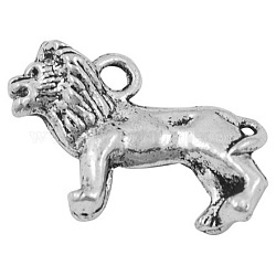 Tibetan Style Pendants, Lion, Lead Free and Cadmium Free, Antique Silver, 23x16x7mm, Hole: 2mm