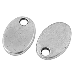 Tibetan Style Alloy Stamping Blank Tag Pendants, Oval, Lead Free and Cadmium Free & Nickel Free, Antique Silver, 10x8x1mm, Hole: 1.5mm