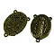 Holy Oval Carved Virgin Mary Tibetan Style Alloy Chandelier Component Links, 3 Loop Connectors, Rosary Center Pieces, Antique Bronze, Lead Free & Cadmium Free & Nickel Free, 23x14.5x3mm, Hole: 1mm, about 470pcs/kg