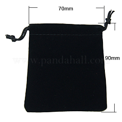 Мешки ювелирных изделий бархата, чёрные, 90x70 мм