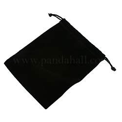 Мешки ювелирных изделий бархата, чёрные, Около 12 см шириной, 16 cm