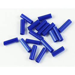 Canutillos de cristal opaco, azul, 6~8x1.8mm, agujero: 0.6 mm, aproximamente 10000 unidades / bolsa