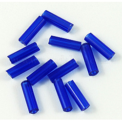 Glass Bugle Beads, Seed Beads, DeepSky Blue, about 6mm long, 1.8mm in diameter, hole: 0.6mm, about 10000pcs/bag. Sold per package of one pound