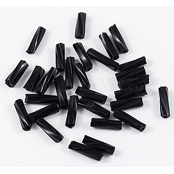 Glass Twist Bugles Seed Beads, Black, about 6mm long, 1.8mm in diameter, hole: 0.6mm, about 10000pcs/bag. Sold per package of one pound