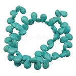 Synthetic Howlite Beads, Dyed, Teardrop, Turquoise, 14x10x5mm, Hole: 1mm, about 900pcs/kg