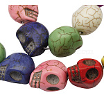 Perlas de howlita sintética, para halloween, cráneo, teñido, color mezclado, 18x17mm, agujero: 1 mm, aproximamente 180 PC / kg