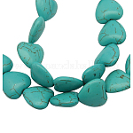 Perles de khaulite synthétiques, teinte, cœur, turquoise, 24x25x8mm, Trou: 1mm, environ 300 pcs / kg